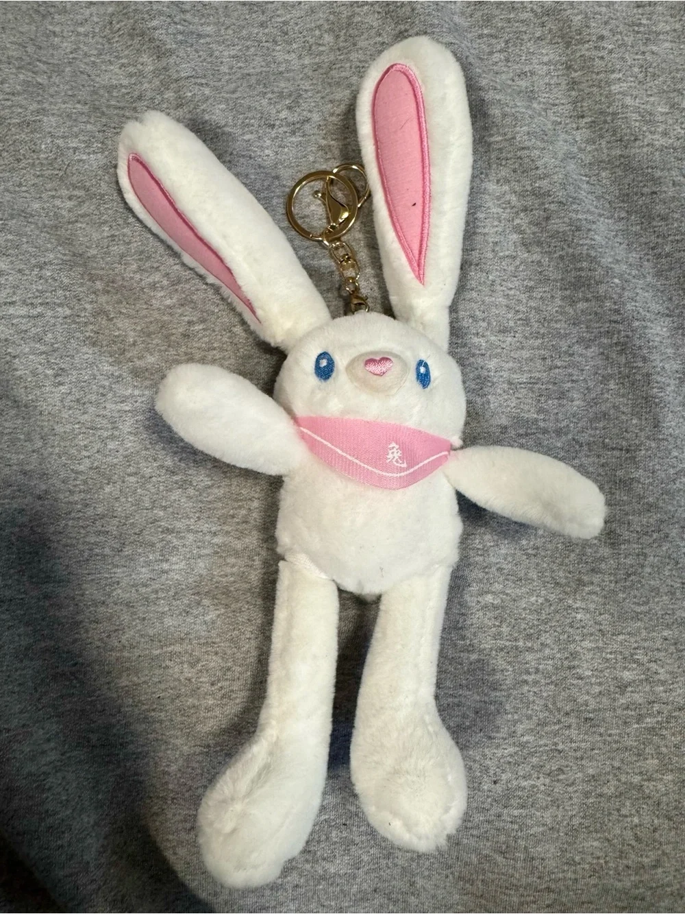 Tokki style Plush White Bunny Keychain with Pink Accents - Accessories kawaii